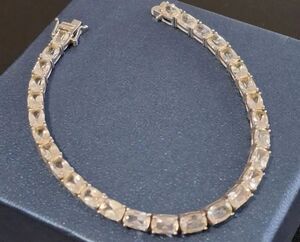 Gorgeous 29 Ct. Emerald Cut Sim Diamond Tennis Bracelet~925 Sterling Silver